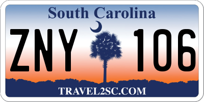 SC license plate ZNY106