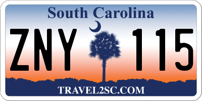 SC license plate ZNY115