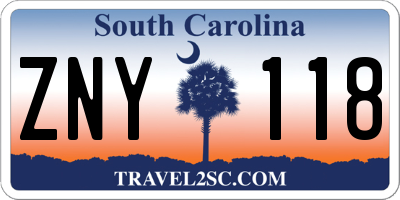 SC license plate ZNY118