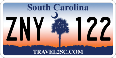 SC license plate ZNY122