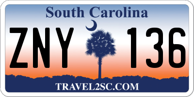 SC license plate ZNY136