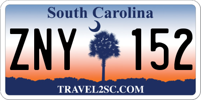 SC license plate ZNY152