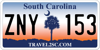SC license plate ZNY153