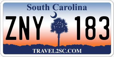 SC license plate ZNY183