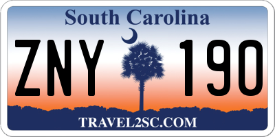 SC license plate ZNY190