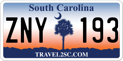SC license plate ZNY193