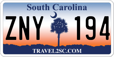 SC license plate ZNY194