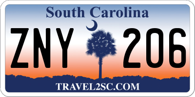SC license plate ZNY206