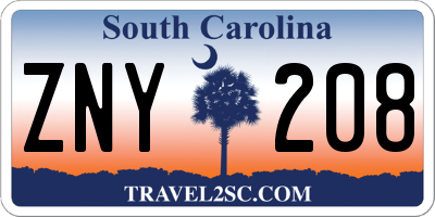 SC license plate ZNY208
