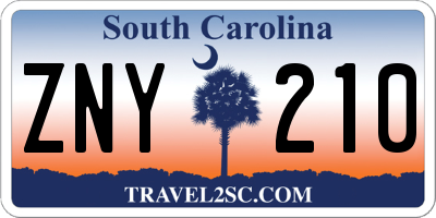 SC license plate ZNY210