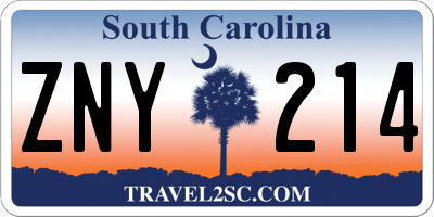 SC license plate ZNY214