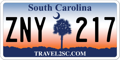 SC license plate ZNY217