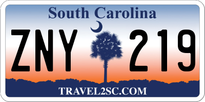 SC license plate ZNY219