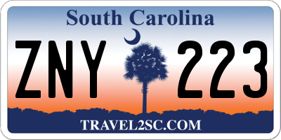 SC license plate ZNY223