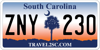 SC license plate ZNY230