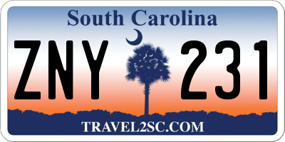 SC license plate ZNY231