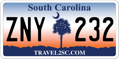 SC license plate ZNY232