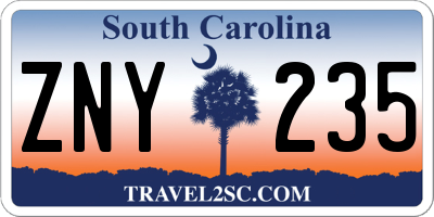 SC license plate ZNY235