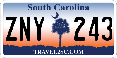 SC license plate ZNY243