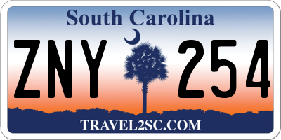 SC license plate ZNY254
