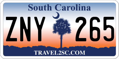 SC license plate ZNY265