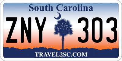SC license plate ZNY303