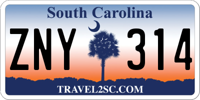 SC license plate ZNY314