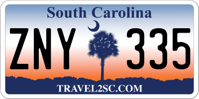 SC license plate ZNY335