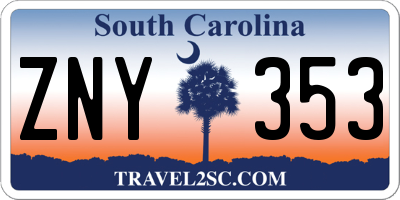 SC license plate ZNY353