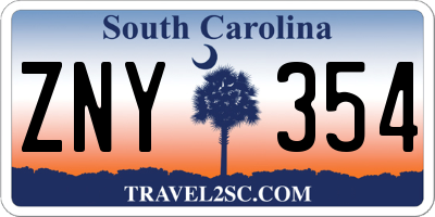 SC license plate ZNY354