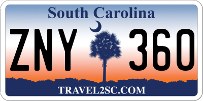 SC license plate ZNY360
