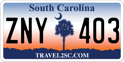 SC license plate ZNY403
