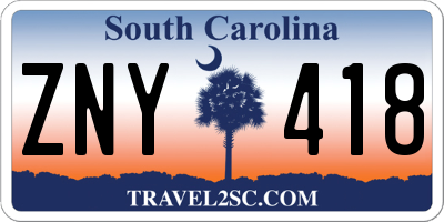 SC license plate ZNY418