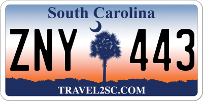 SC license plate ZNY443