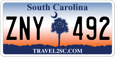 SC license plate ZNY492