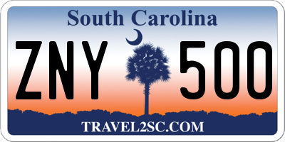 SC license plate ZNY500