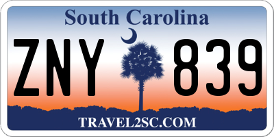 SC license plate ZNY839