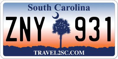SC license plate ZNY931