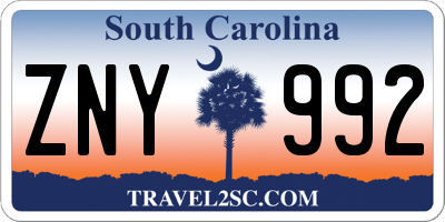SC license plate ZNY992