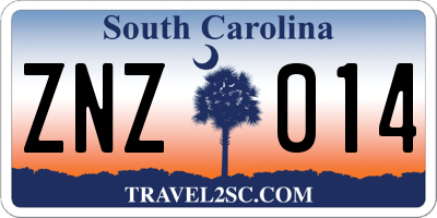 SC license plate ZNZ014