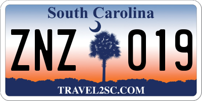 SC license plate ZNZ019