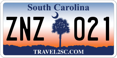 SC license plate ZNZ021