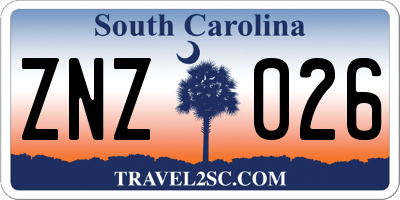 SC license plate ZNZ026