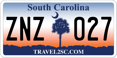 SC license plate ZNZ027