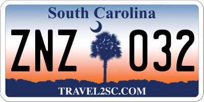 SC license plate ZNZ032
