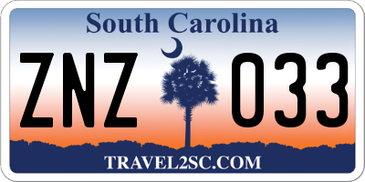 SC license plate ZNZ033