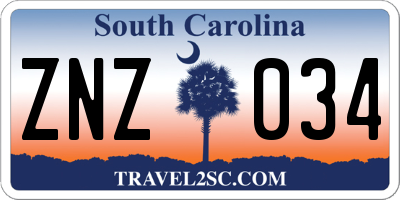 SC license plate ZNZ034