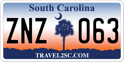 SC license plate ZNZ063