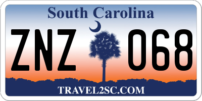 SC license plate ZNZ068
