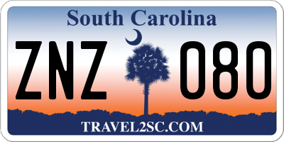 SC license plate ZNZ080